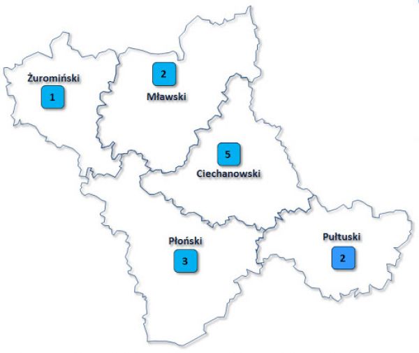 Mapa podregion ciechanowski